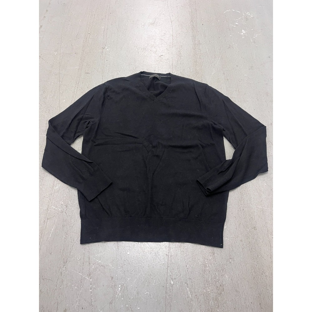 Banana Republic Luxe Sweater Mens Large Black V-Neck Long Sleeve Cozy Minimalist